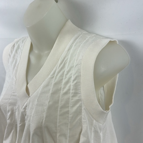 Anthropologie Ashish N Soni Poplin Babydoll Swing White Sleeveless Top Size S - Picture 7 of 14